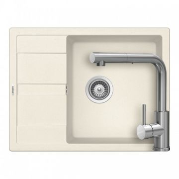 Set chiuveta bucatarie Schock Ronda D-100L + baterie bucatarie Schock Kantus cu cap extractibil - Culoare Vanilla