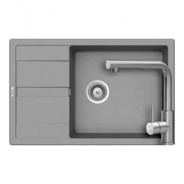 Set chiuveta bucatarie Schock Ronda D-100XL + baterie bucatarie Schock Kantus cu cap extractibil - Culoare croma