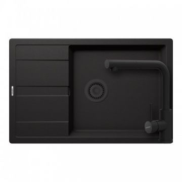 Set chiuveta bucatarie Schock Ronda D-100XL + baterie Schock Kantus cu cap extractibil - Culoare Nero