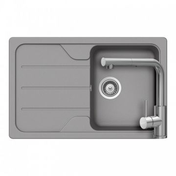 Set chiuveta Schock Formhaus D-100S Cristalite +baterie Schock Kantus cu cap extractibil + cos scurgere ajustabil cadou - Culoare croma