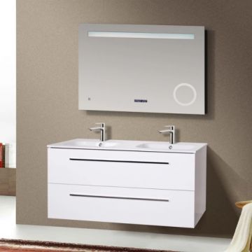 Set dulap de baie suspendat si lavoar Wellis Almeria, 120cm, alb - Dimensiune 120 cm