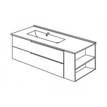 Set masca Savinidue Oikos si lavoar ceramic cu extensie laterala - Dimensiune 101 cm