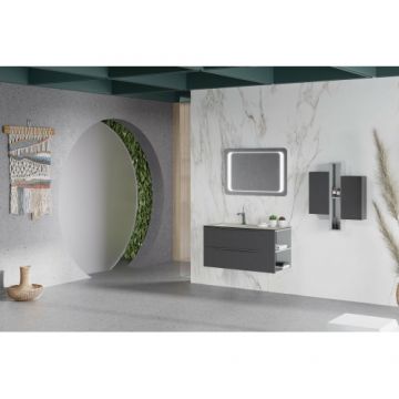 Set masca Savinidue Oikos si lavoar ceramic cu extensie laterala - Dimensiune 101 cm