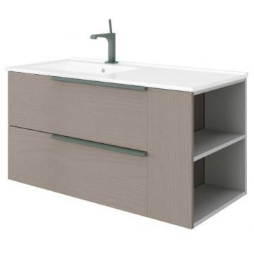 Set masca Savinidue Oikos si lavoar ceramic cu extensie laterala - Dimensiune 101 cm