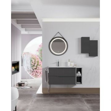 Set masca si lavoar ceramic Savinidue Oikos cu extensie frontala, 101 cm - Dimensiune 101 cm