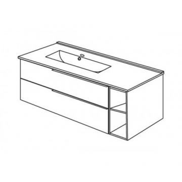 Set masca si lavoar ceramic Savinidue Oikos cu extensie frontala, 101 cm - Dimensiune 101 cm