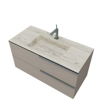 Set masca si lavoar Savinidue Oikos HPL Rovere Ghiaccio 101 cm - Dimensiune 101 cm