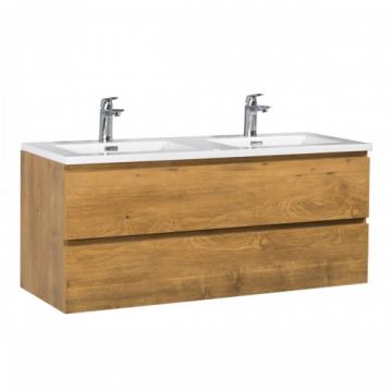 Set mobilier baie cu lavoar incastrat Wellis Monaco dublu, 120 cm - Dimensiune 120 cm