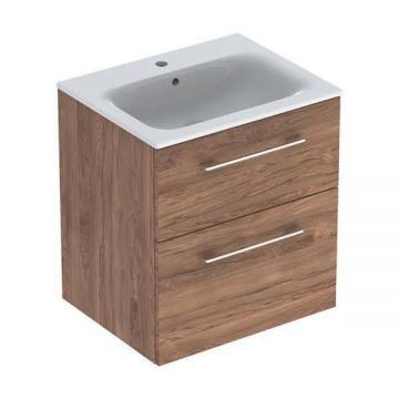 Set mobilier cu lavoar, Geberit, Selnova Square, 60 cm, nuc american hickory