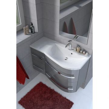 Set Mobilier Suspendat Cu Lavoar Marmura Opal Dreapta, 90 cm, Gri - Oristo - Dimensiune 90cm