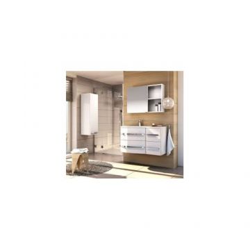 Set Mobilier Suspendat Cu Lavoar Marmura Opal Stanga 90 cm alb - Oristo - Dimensiune 90 cm