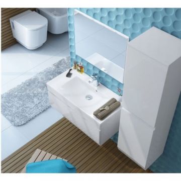 Set mobilier suspendat Oristo Horyzont alb si lavoar marmura 90 cm - Dimensiune 90 cm