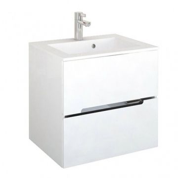 Set mobilier suspendat Oristo Silver cu 2 sertare, alb si lavoar marmura 60 cm - Dimensiune 60 cm