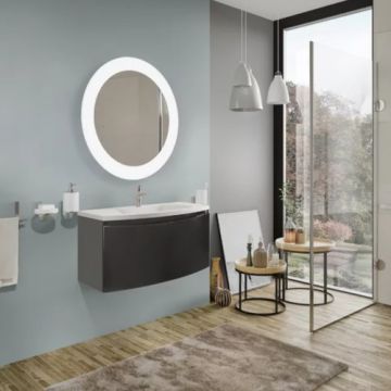 Set mobilier suspendat Savinidue Sole cu lavoar ceramic, lucios - Dimensiune 82cm