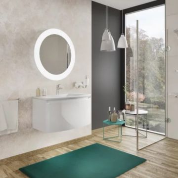 Set mobilier suspendat Savinidue Sole cu lavoar ceramic, lucios - Dimensiune 82cm