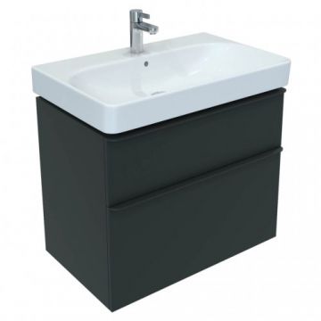 Set Mobilier Suspendat Smyle Cu Lavoar 75 cm, Negru Mat - Geberit - Dimensiune 75 cm