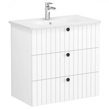 Unitate de baza lavoar baie, cu trei sertare 80cm, alb mat, cu rounded lavoar   chiuveta baie   69499