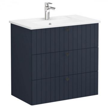 Unitate de baza lavoar baie, cu trei sertare 80cm, mat dark albastru, cu angular lavoar   chiuveta baie   69497