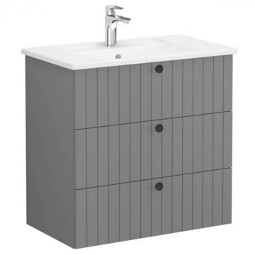 Unitate de baza lavoar baie, cu trei sertare 80cm, mat grey, cu angular lavoar   chiuveta baie   69494