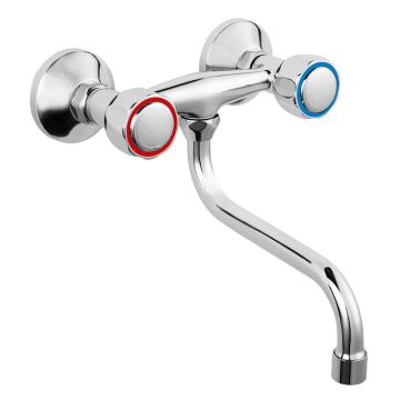 Baterie lavoar, Ferro, Standard, montaj pe perete, pipa mobila, crom