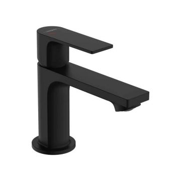 Baterie lavoar Hansgrohe, Rebris E, EcoSmart, CoolStart, cu ventil, negru mat