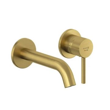 Baterie lavoar, Kludi, Bozz, de perete, monocomanda, pentru montaj mascat, cu 2 treceri, auriu periat