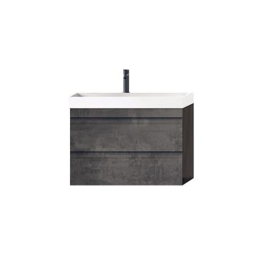 Set mobilier și lavoar suspendat, Kolpasan, Naomi, cu 2 sertare, 60 cm, dark concrete