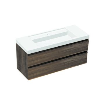 Set mobilier suspendat cu lavoar Kolpasan, Harmony 120, cu 2 sertare, dark oak