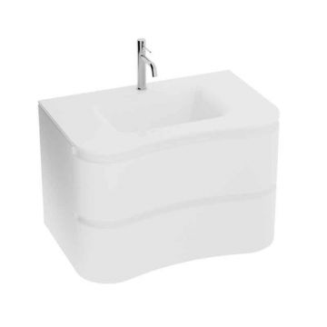 Set mobilier suspendat si lavoar, Spectrum, Oviedo, 80 cm, design ondulat, alb