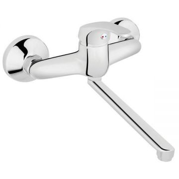 Baterie lavoar, Ferro, Basic, cu montaj pe perete, 22 cm, crom