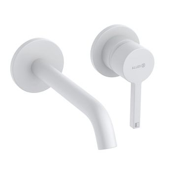 Baterie pentru lavoar montaj pe perete, Kludi, Nova Fonte Pura, cu pipa de 18 cm, alb mat