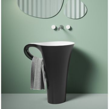 Lavoar freestanding Artceram Cup, negru-alb - Dimensiune 70x50 cm