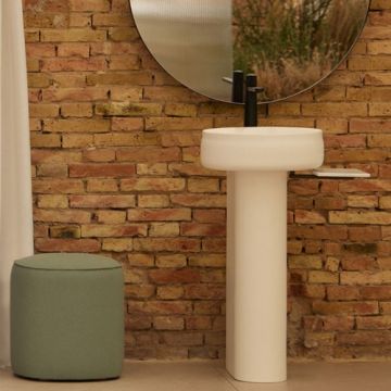 Lavoar freestanding Sanycces Duna alb mat cu piedestal la perete