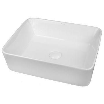 Lavoar pe blat Fluminia, Ares, dreptunghiular, 48 x 37 cm, alb