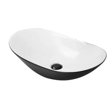 Lavoar pe blat Fluminia, My night, oval, 60.5 x 36 cm, alb-negru