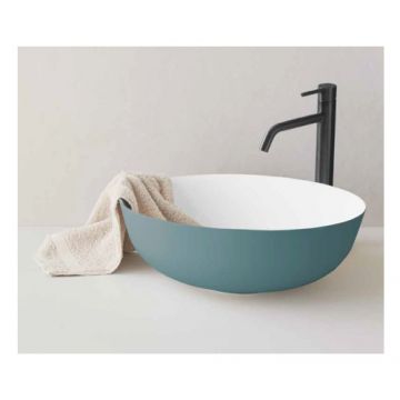 Lavoar pe blat Sanycces Bol, alb/alastru mat - Dimensiune 41x12 cm