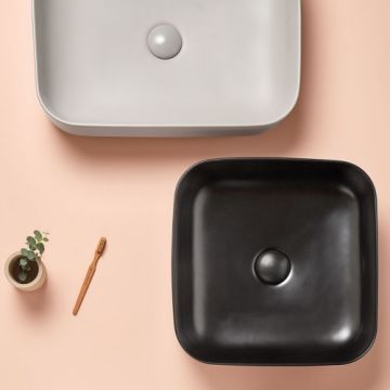 Lavoar pe blat Sanycces Catania, negru mat - Dimensiune 39x39 cm