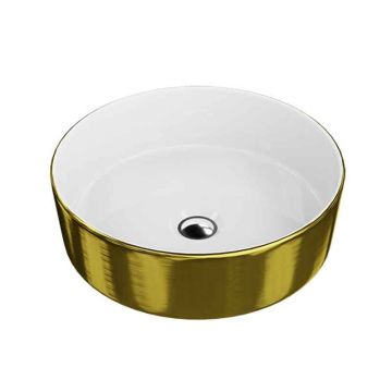Lavoar pe blat Spectrum, Rosina Brushed Gold, rotund, auriu periat-alb
