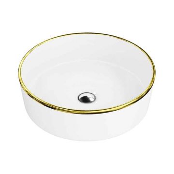 Lavoar pe blat Spectrum, Rosina Gold Line, rotund, alb-auriu