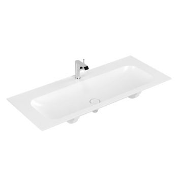 Lavoar pentru mobilier Villeroy  Boch, Finion 120 cm, Ceramic+, cu orificiu baterie, fara preaplin, stone white
