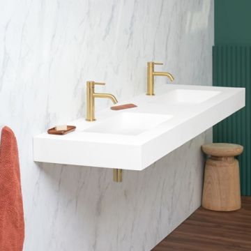 Lavoar Sanycces Cardiff Muro cuva dubla, alb mat - Dimensiune 120x46 cm