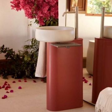 Lavoar Sanycces Duna alb mat cu piedestal freestanding rosu