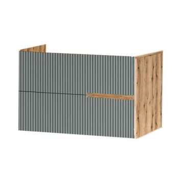 Mobilier pentru lavoar pe blat Fluminia, Malta, finisaj riflat, 80 cm, salvia rovere