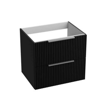 Mobilier suspendat pentru lavoar pe blat Spectrum, Omaha, finisaj riflat, 60 cm, negru mat