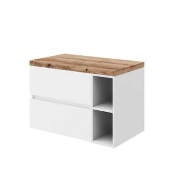 Set mobilier pentru lavoar pe blat Fluminia, Genova 80, cu blat și raft deschis
