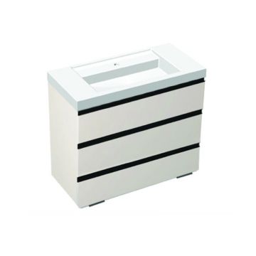 Set mobilier stativ cu lavoar Kolpasan, Harmony 100 cm, 3 sertare, light grey