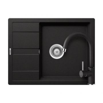 Chiuveta Bucatarie De Granit - Schock RONDA D-100L + baterie PLUTOS - Culoare Nero