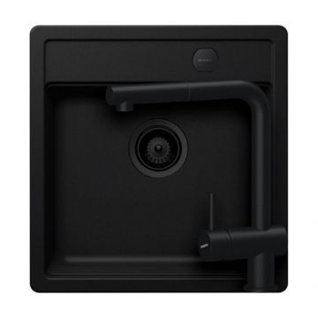 Set chiuveta bucatarie Schock Mono N-100S + parti vizibile + baterie Schock Epos cu cap extractibil - Culoare Nero