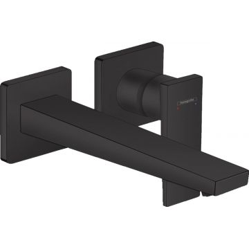 Baterie lavoar Hansgrohe Metropol de perete, pipa 225 mm, fara ventil, negru mat - 32526670