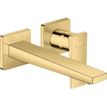 Baterie lavoar Hansgrohe Metropol de perete, pipa 225 mm, fara ventil, polished gold optic - 32526990